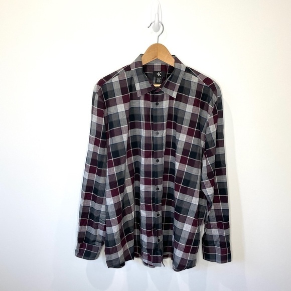 CK Calvin Klein Multi-Colored Checkered Print Button Up - Picture 1 of 4